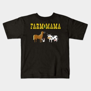 Farm Mama Cute Barnyard Animals Horse Cow Chicken Farmer Mom Kids T-Shirt